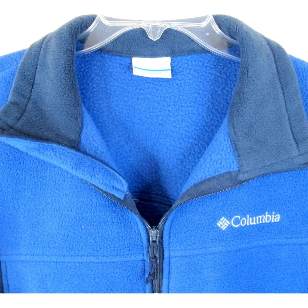 Columbia Full Zip Two Tone Blue Fleece Jacket Men's Large Casual‎ Comfy